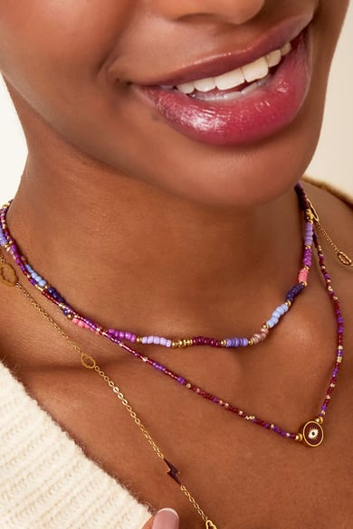 Ketting kralen op een rij Paars Stainless Steel h5 Afbeelding3